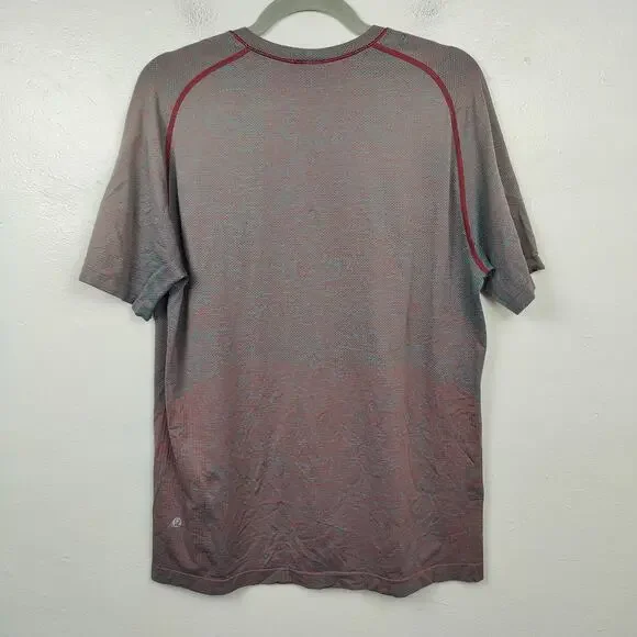 Lululemon Metal Vent Tech Tee Mens Large Red Teal Breathable Mesh Gym FLAWED - Picture 4 of 7